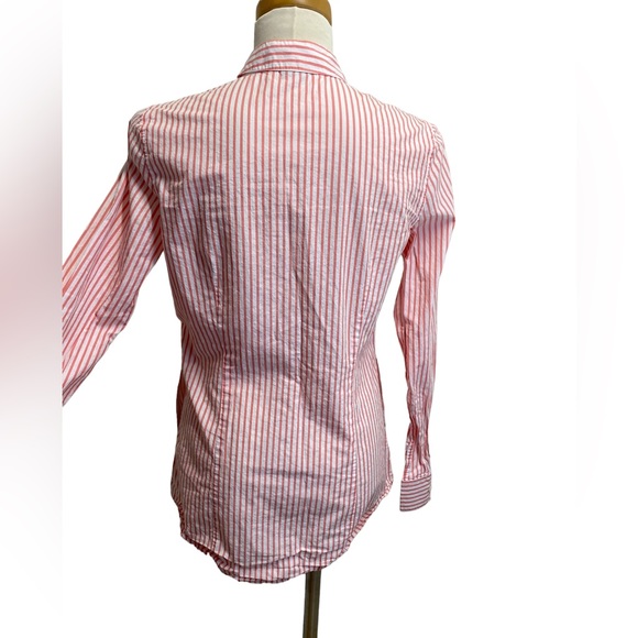Theory Pink and White Striped Long Sleeve Button Down - Picture 3 of 4